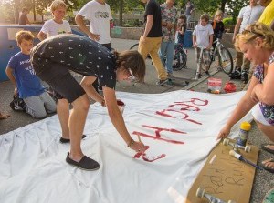 Demonstratie op het Rubensplein in Middelharnis